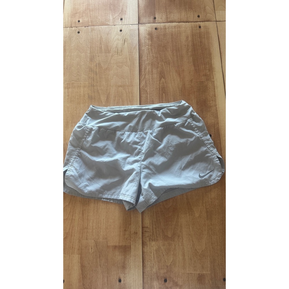 Nike Dri-FIT Women Running Shorts Light Gray Small Built-in Liner Back Pocket